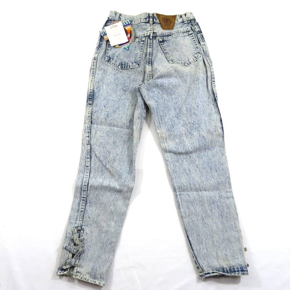 Gitano Stone Washed Jeans Zip Fly Blue Tapered Sz 13/14 Meas 27x27 1980s New